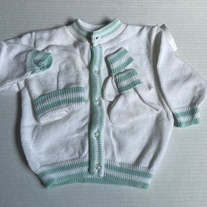 Bright Future Aqua sweater set. 9 Mo. never worn. Great gift for newborn boy.
